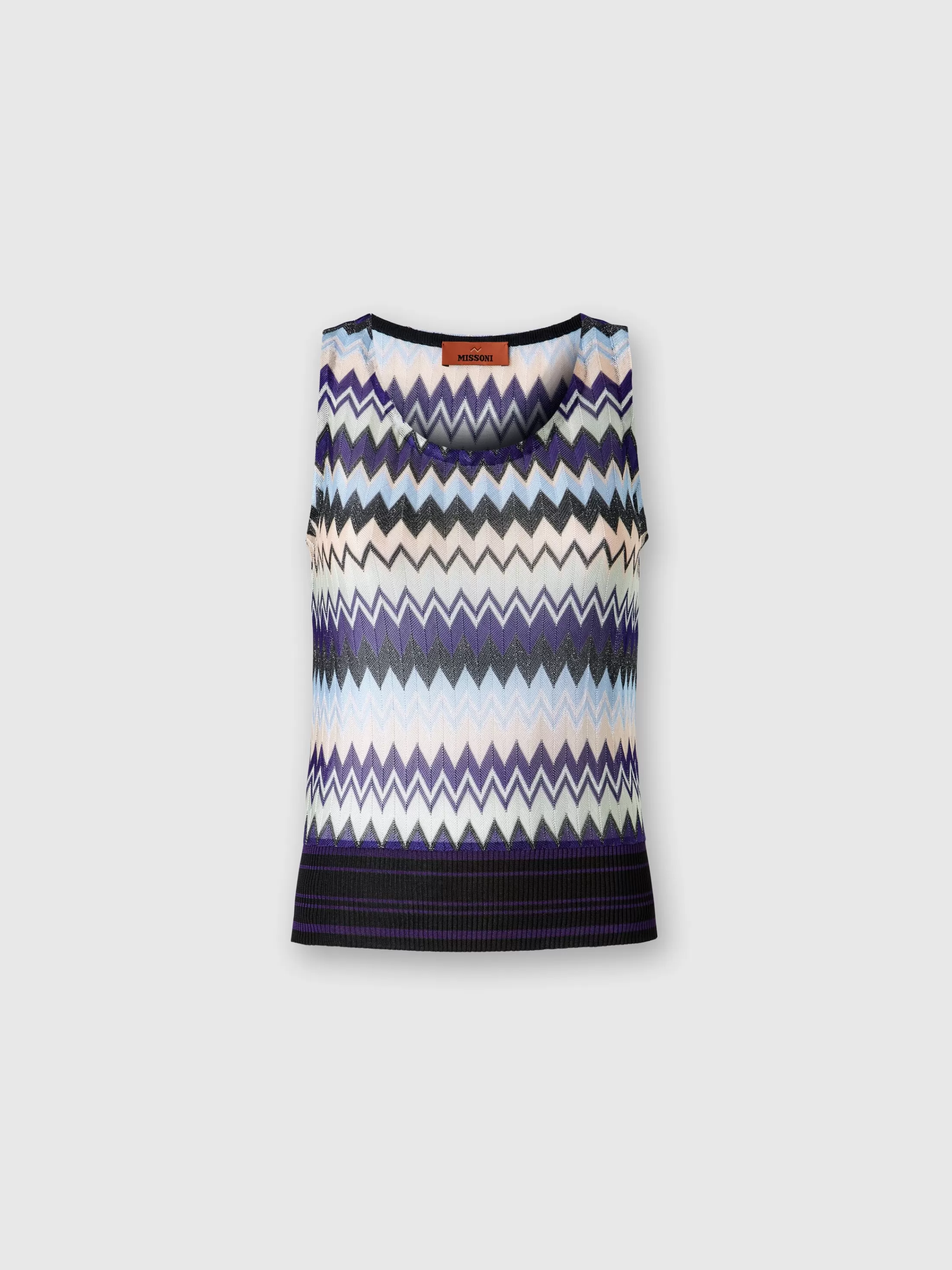 Missoni Top senza maniche in viscosa zig zag lamé | Donna T-Shirt E Top