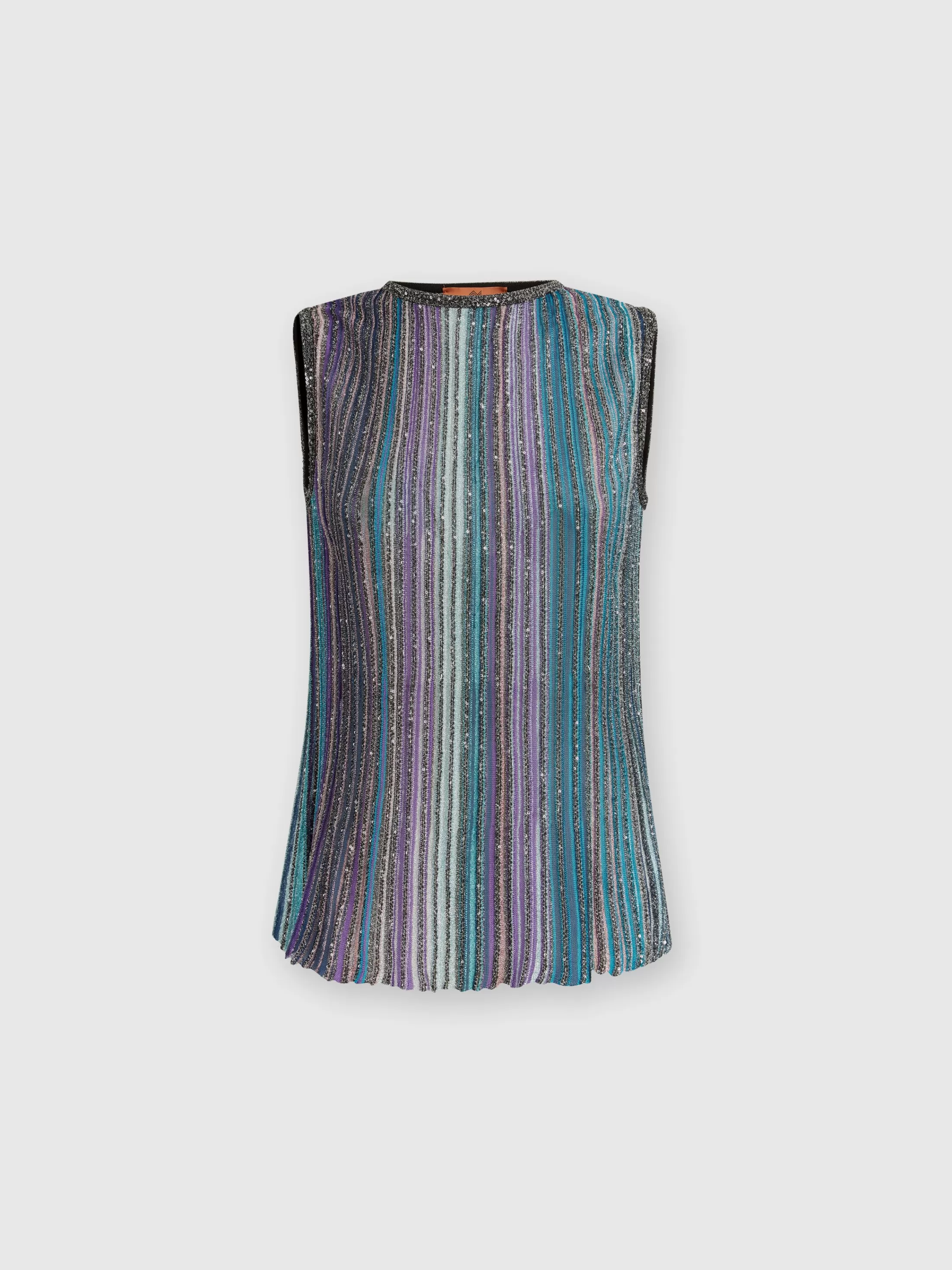 Missoni Top senza maniche svasato a costine con paillettes | Donna T-Shirt E Top