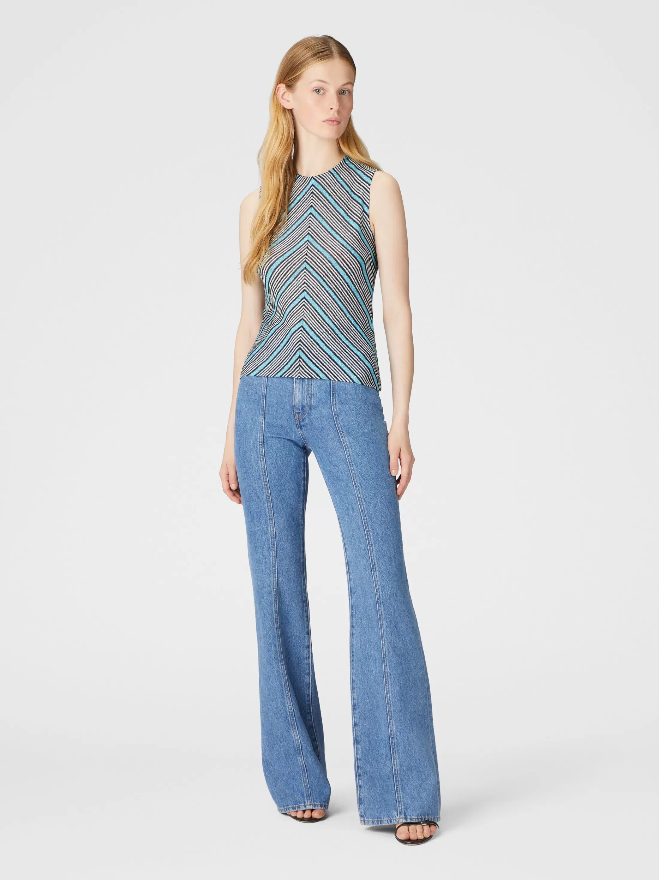 Missoni Top smanicato in viscosa rigata lamé | Donna T-Shirt E Top