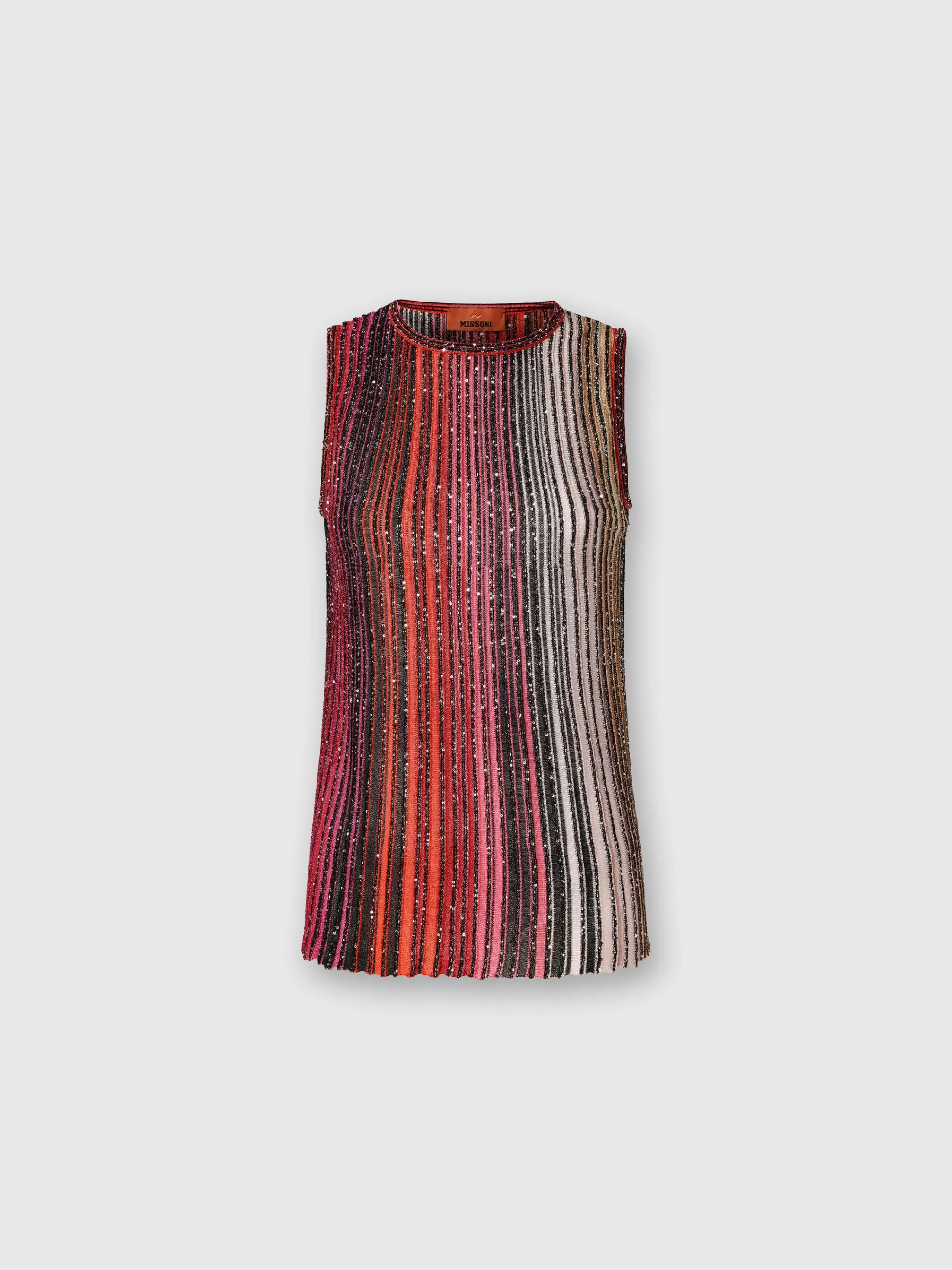 Missoni Top smanicato parzializzato a righe con paillettes | Donna T-Shirt E Top