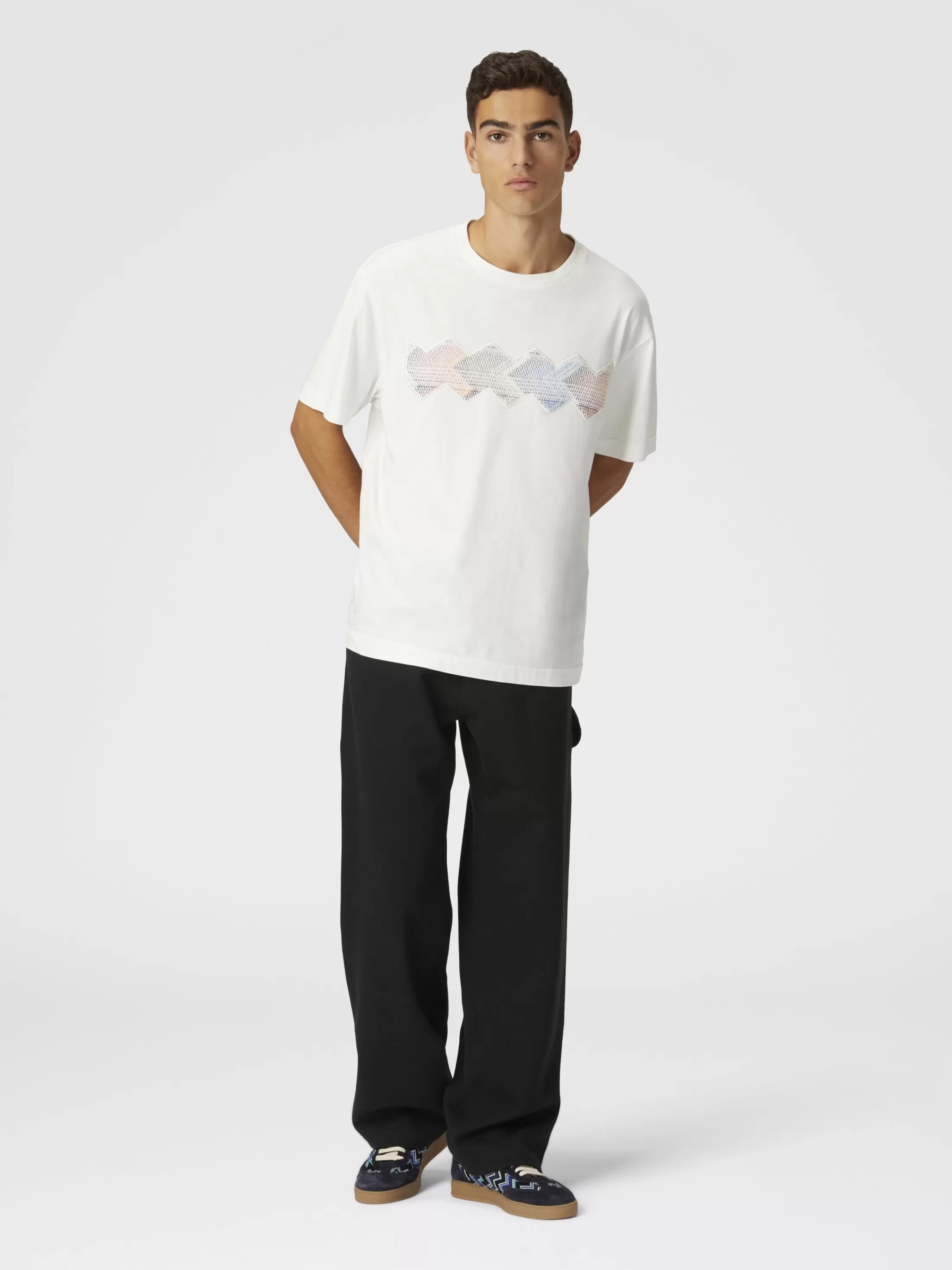 Missoni T-shirt girocollo in cotone con inserto zig zag sfumato | Uomo Polo & Tshirts