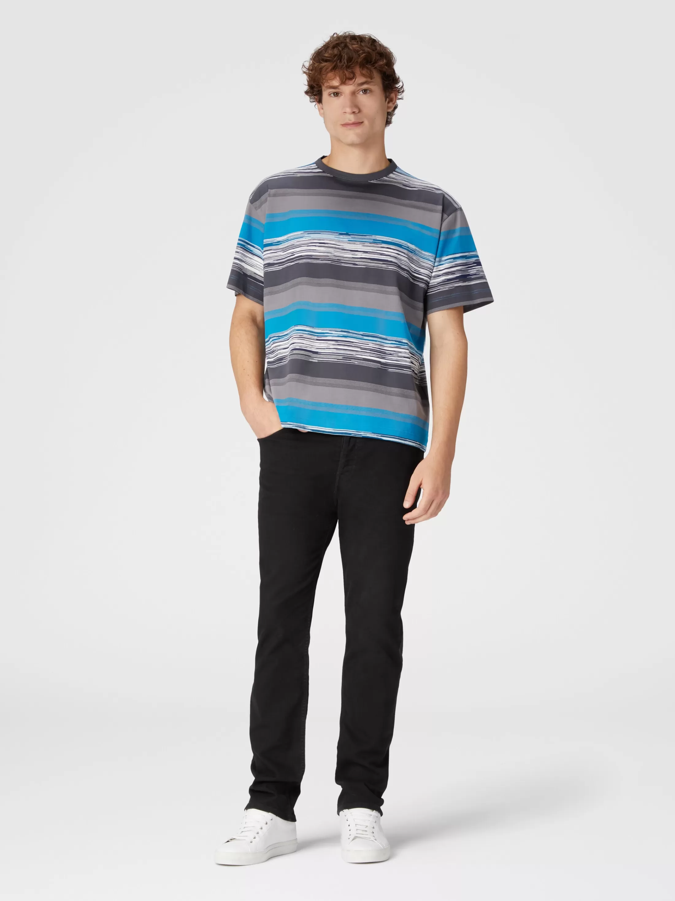 Missoni T-shirt in jersey di cotone a righe con logo | Uomo Polo & Tshirts