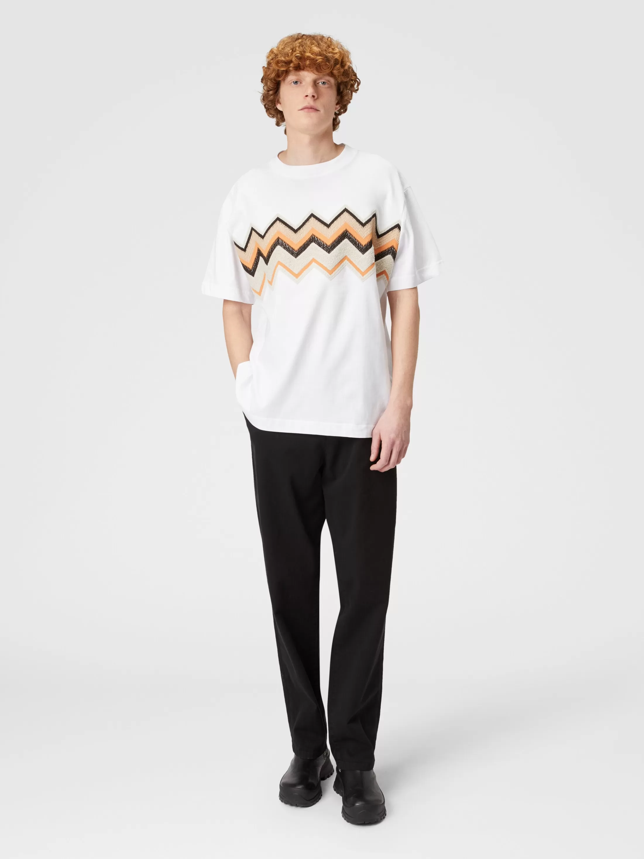 Missoni T-shirt in jersey di cotone con ricamo zig zag | Uomo Polo & Tshirts